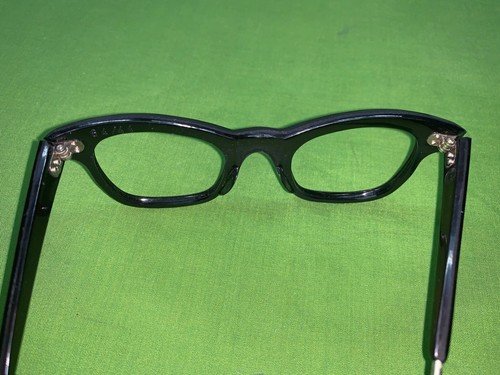 OKULA Vintage Black catseye eyeglass fashion frames Czechoslovakia 1970’s + Case - Picture 3 of 13
