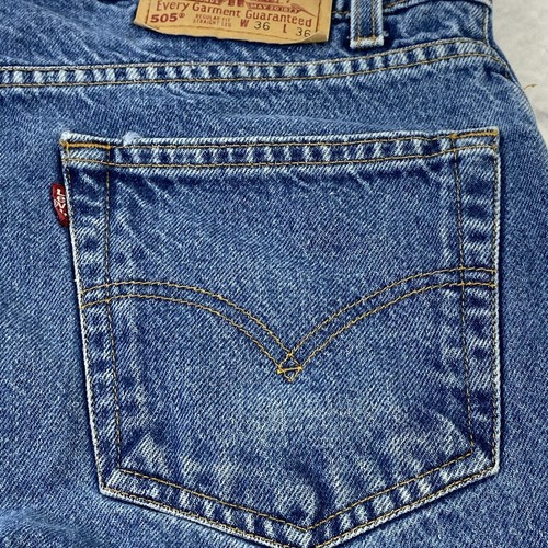 Vintage 1998 Levi's 505 Men's Regular Fit Straight Leg Jeans 34x36 Medium Wash - Picture 16 of 19