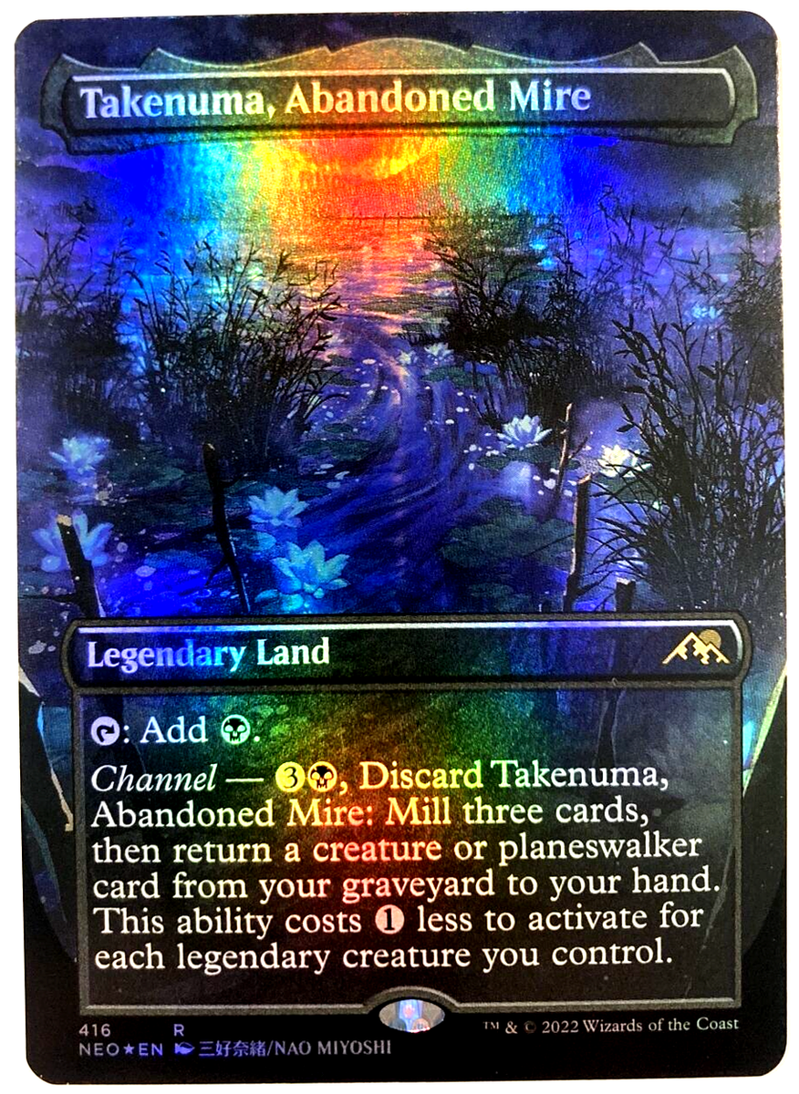 MTG Takenuma Abandoned Mire *BORDERLESS FOIL* Kamigawa: Neon