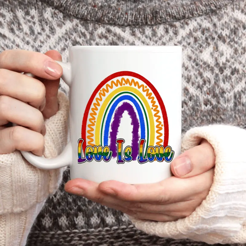 Taza divertida de 11 oz, LOVE IS LOVE, taza de cerámica arco iris, taza de café de cerámica regalo - Imagen 4 de 6
