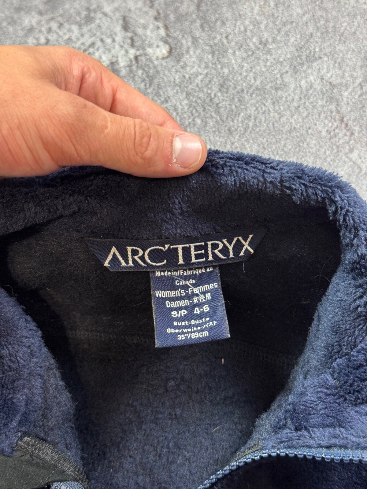ARC'TERYX Arcteryx Giacca Pile Donna Blu Navy S Polartec Full Zip Teddy Deep Pile Rara