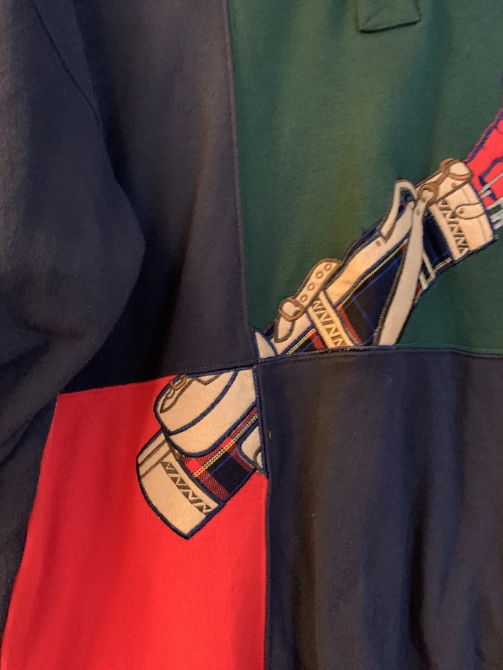 Slazenger VINTAGE verde y azul rojo bolsa de golf diseño sudadera para hombre LG Foto 2 de 4