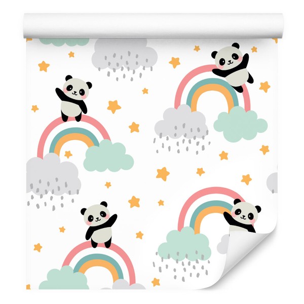 10M Vlies Tapeten Rollen Kinderzimmer Pandas Regenbogen Wolken Sterne Xxl 2029-image