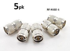 5-PACK N-Type Coax RF Adapter Connector Male/Male Coupler Gender Changer