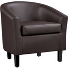 Modern Accent Comfy Chair Faux Leather Barrel Chair For Living Room Espresso