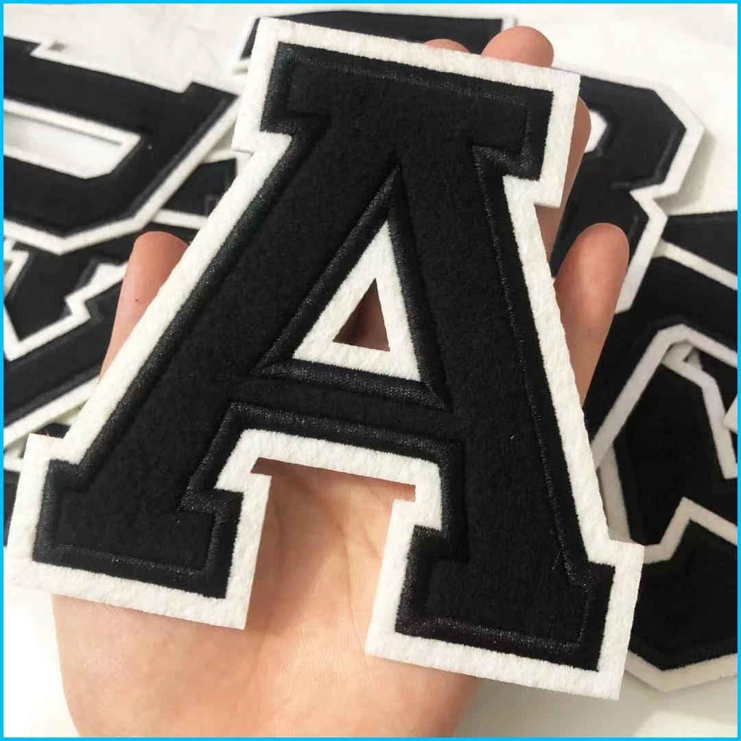 Letter Black Patch Patches Iron on / Sew on Retro Alphabet Embroidery  Clothes 