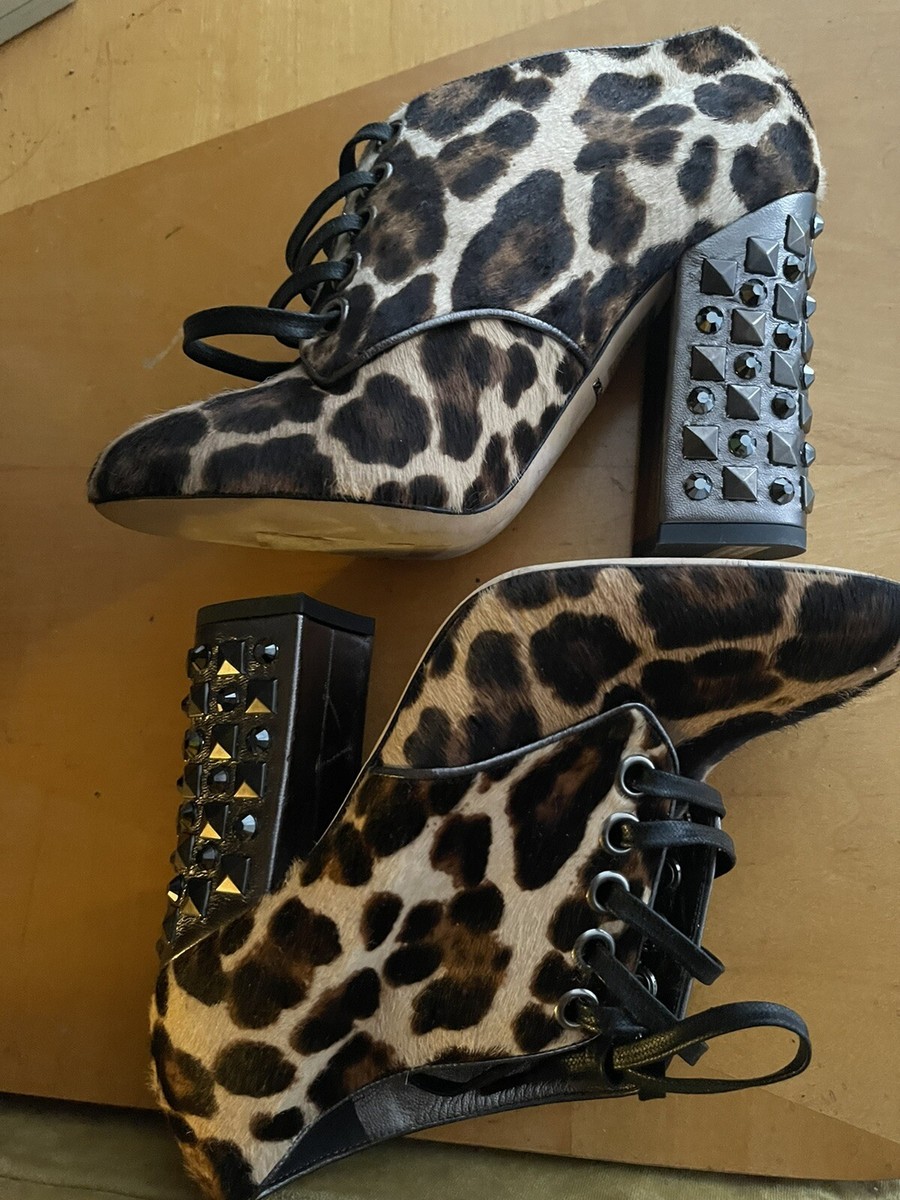 DOLCE&GABBANA★素敵!Leopard-print calf hair ankle boots Dolce&Gabbana Leopard Print Calf Hair Ankle Boots/Booties