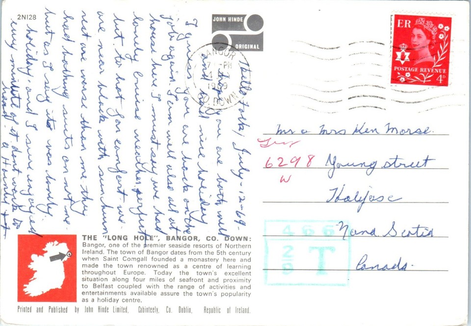 The "Long Hole", Bangor, Co. Down, Northern Ireland Postcard Postmarked