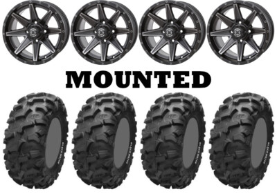 Kit 4 ITP Blackwater Evolution Tires 28x10-14 on Frontline 308 Matte Gray H700