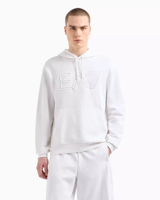 EA7 Mens Tracksuit Hoodie White/Blue Cotton Elastane Set XL