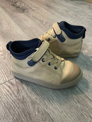 TOMS Boys Suede Soft Honey Brown Navy Cusco Boots Shoes Toddler Size 10