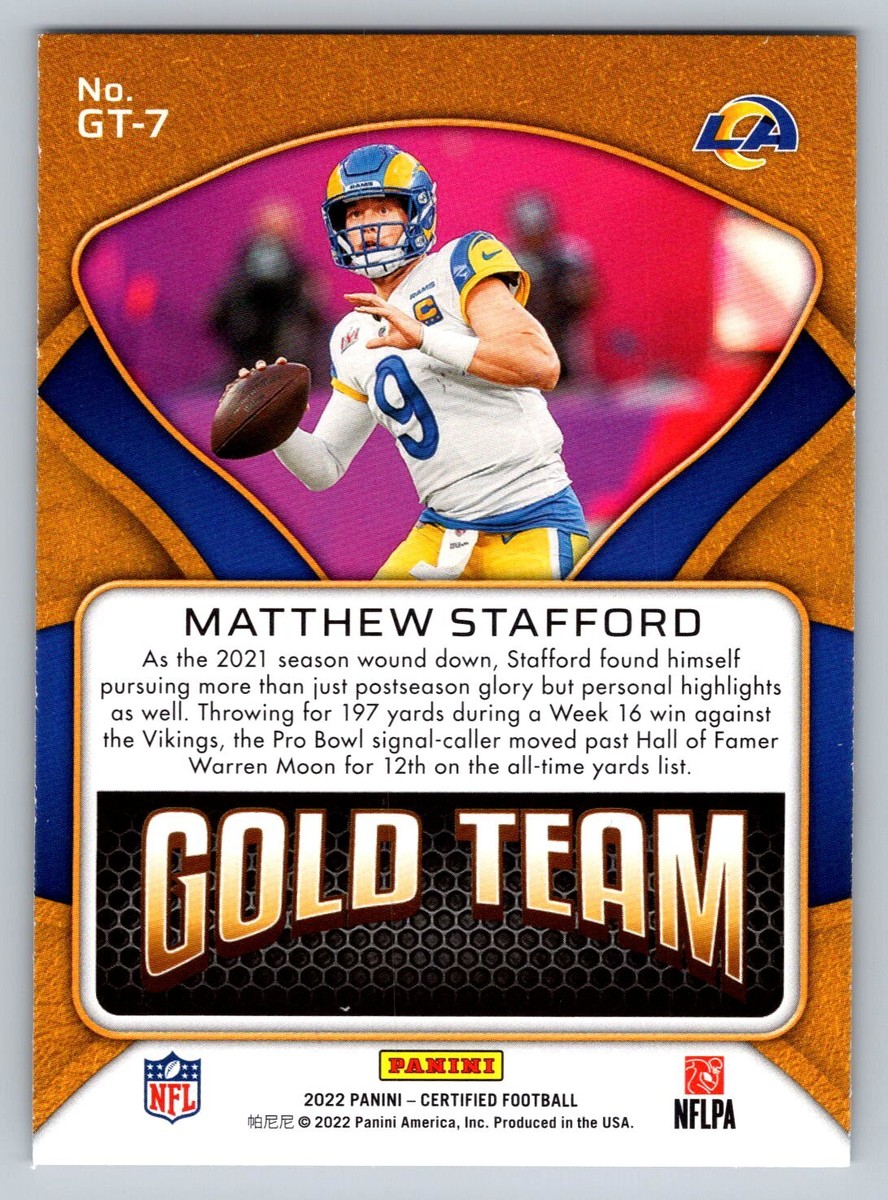 2022 Panini Certified #GT-7 Matthew Stafford Gold Team | eBay