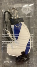 Dashing Golf Pen Set of 3 Pens Black Red Blue Ink Golf Bag Blue  White NEW