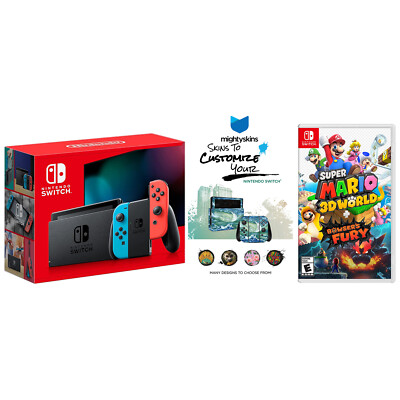 Nintendo Switch SUPER MARIO 3D COLLECTION Nintendo Swit Nintendo Switch Console with Super Mario 3D World and MightySkin's