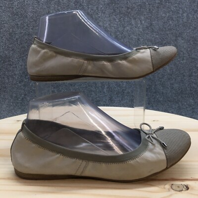 Tamaris Shoes Womens 38 Ballet Flats Gray Leather Round Bow Toe Casual Comfort