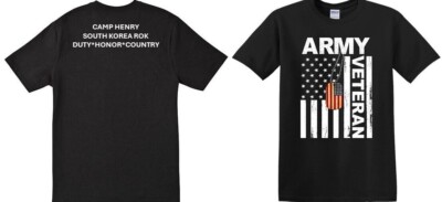 CAMP HENRY* SOUTH KOREA ROK* TAG*2-SIDED SHIRT*VINYL*OFFICIALLY LICENSED