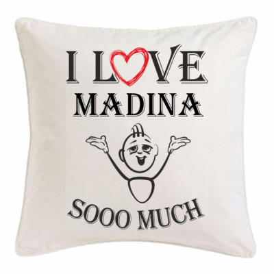 I Love Madina KISSENBEZUG 40X40cm Ich Liebe Madina Weiss 105361