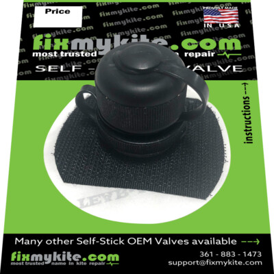 FixMyKite Self Stick Cabrinha Airlock 2 Screw Kite Bladder Valve w/Hook & Loop