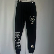 Milwaukee Bucks Sweatpants NBA Classic Chenille Mens Jogger Size Small S Black