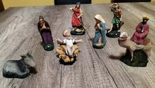 7 VECCHIE STATUETTE NATALE, PRESEPE IN GESSO- PERSONAGGI DA RESTAURARE
