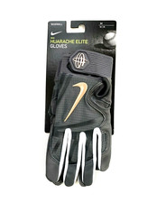 Nike Huarache Elite Leather Baseball Batting Gloves Gray NBG05917 Size Medium