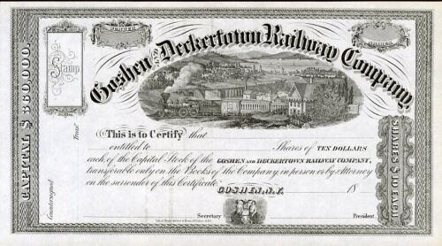 18__ Goshen & Deckertown RW Stock Certificate - 第 1/1 張圖片