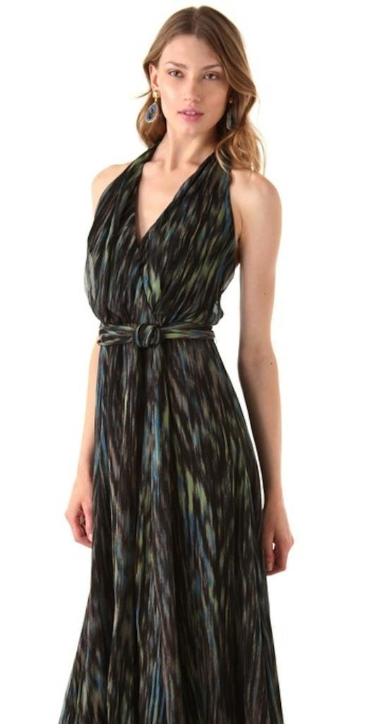 Halston Heritage Halter Dress Waterfall SILK Dark Emerald Green Black Halter NEW | eBay Halston Heritage Halter Dress Waterfall SILK Dark Emerald Green Black Halter NEW | eBay