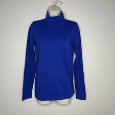 Athleta Flurry Peak Long Sleeve Turtleneck Top Size MediumBlue Baselayer Stretch