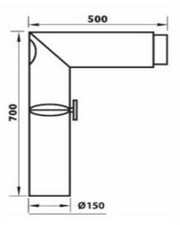ADURO Standard Rohr 90 Grad mit Drosselklappe und Reinigungs&ouml;ffnung 700 x 500 mm