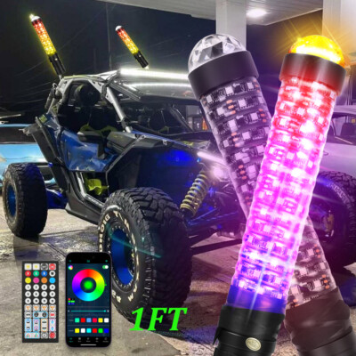 1FT Spiral Fat LED RGB Whip Lights Antenna Versatile For Can-am X3 Accessories