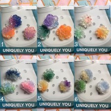 Crocs Handmade jibbitz 3pc large Glow Lotus shoe charms iridescent translucent