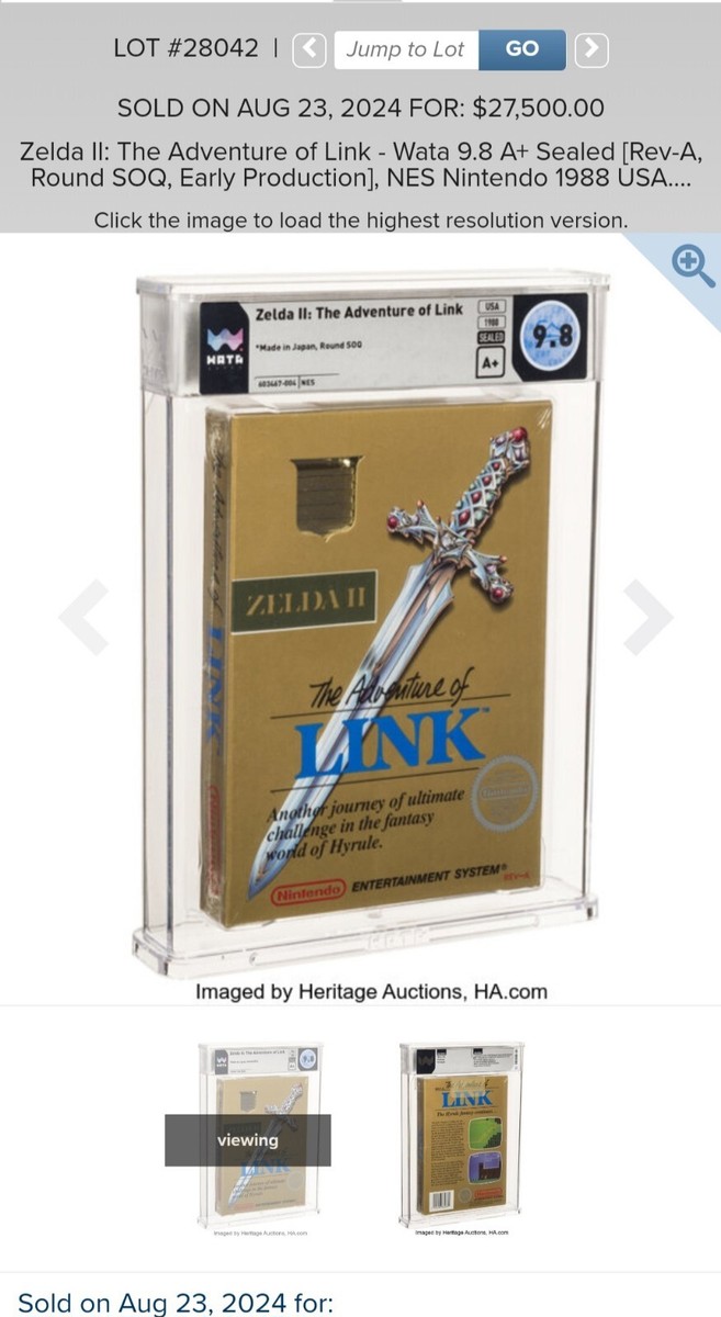 Zelda II: The Adventure Of Link NES First Print WATA 9.6 A Round