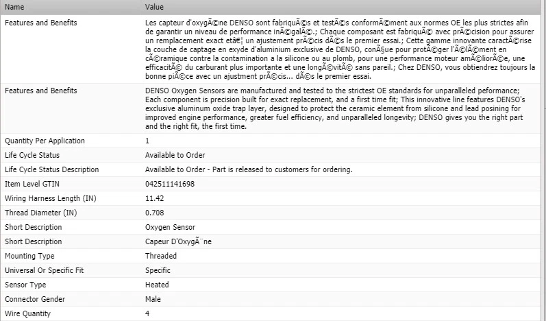 Sensor de oxígeno aguas arriba DENSO para Lexus GS400 V8-4,0 L 1998-2000 Foto 2 de 4