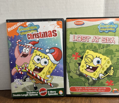 2 DVD SpongeBob Christmas (DVD, 2003) & Lost At Sea Nickelodeon