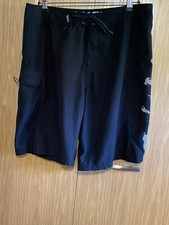 Salt Life SLX-QD Mens Black Board Shorts/Swim Trunks w/Skull  Spellout Logo 34W