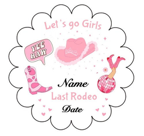 Toppers de cóctel PERSONALIZADOS vaquera fiesta de gallina oblea comestible 15 precortados festoneados - Imagen 3 de 9