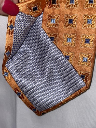 John W. Nordstrom Tie Jacquard Woven Silk Necktie 58 x 3.25 Orange & Blues - Picture 3 of 5