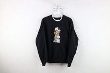 Vintage 90s Womens Large Faded Cat Kitten Cat Lady Layered Sweatshirt Black
