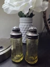Vintage Federal Glass Madrid Amber Depression Glass Salt & Pepper Shakers | 1930