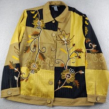 Indigo Moon Jacket Blazer Women's Medium Art Embroidered Cut Sew Career