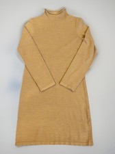 French Connection Sweater Dress Camel Long Sleeve Mock Rolled Neck Fitted Size L