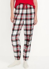 NWT Old Navy Women S Small Cotton Flannel Jogger Pajama Pants White Tartan Plaid