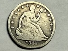 1844-O SEATED LIBERTY silver U.S. half dollar. VG, edge bump filed. #q1