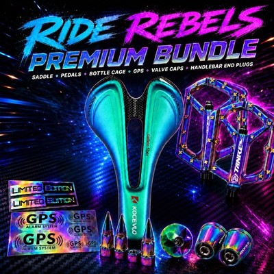 Ride Rebels Premium Bundle MTB FahrradPedale Sattel Lenkerenddrops Gps Sticker