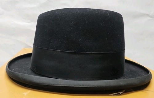 Stetson Royal Deluxe Black Fur Felt Men's Homburg Hat.Sz 7 1/4 W/ Box Excellent - Picture 5 of 9