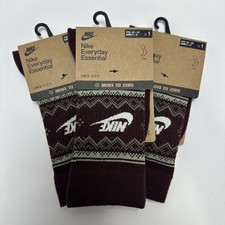 Nike Everyday Essential Dri-Fit Socks Red Christmas 3 Pack YTH 3Y-5Y WMN 4-6 New