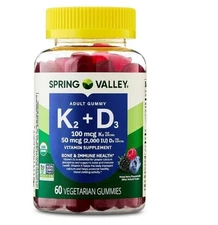 Spring Valley Vitamin K2 + Vitamin D3 Supplement Gummies Mixed Berry 60 Count