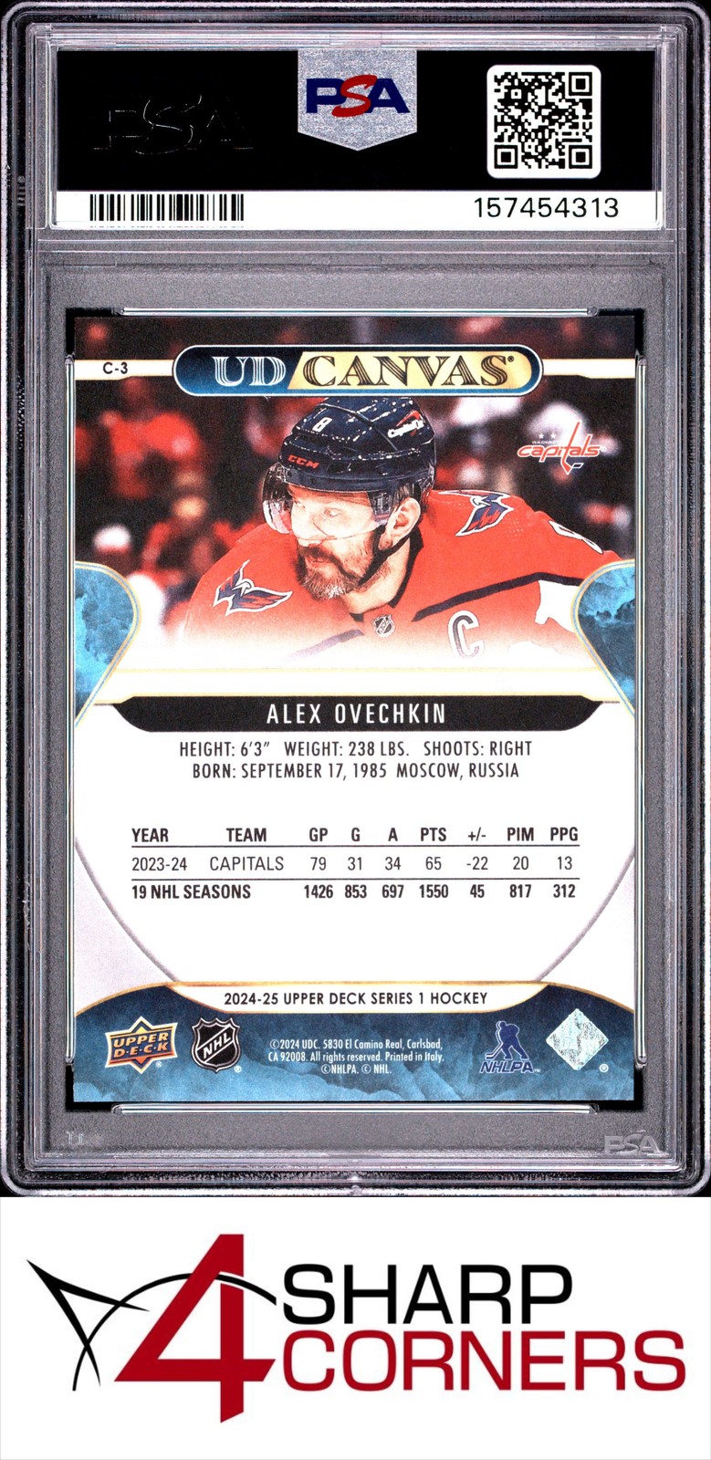 2024 UPPER DECK UD CANVAS #C3 ALEX OVECHKIN PSA 10 view 2