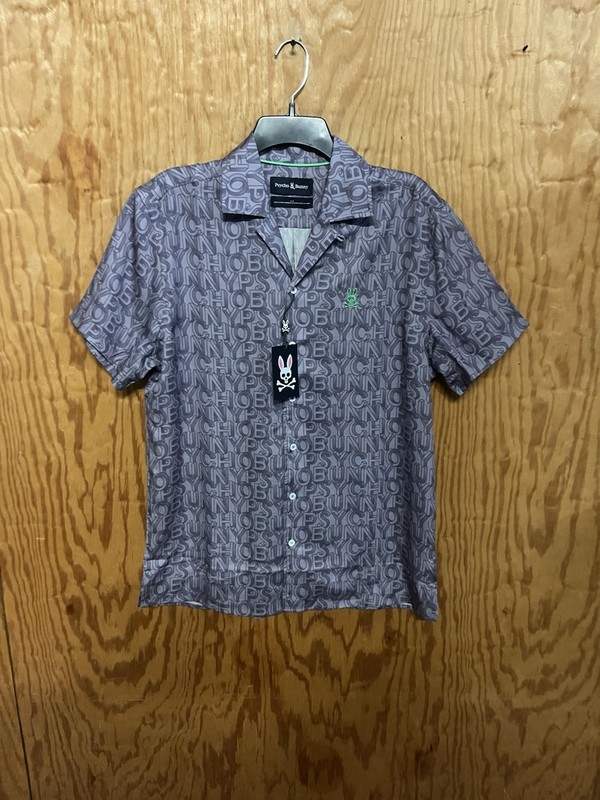 Psycho Bunny Mens Medium AOP Cabana Collar Short Sleeve Shirt