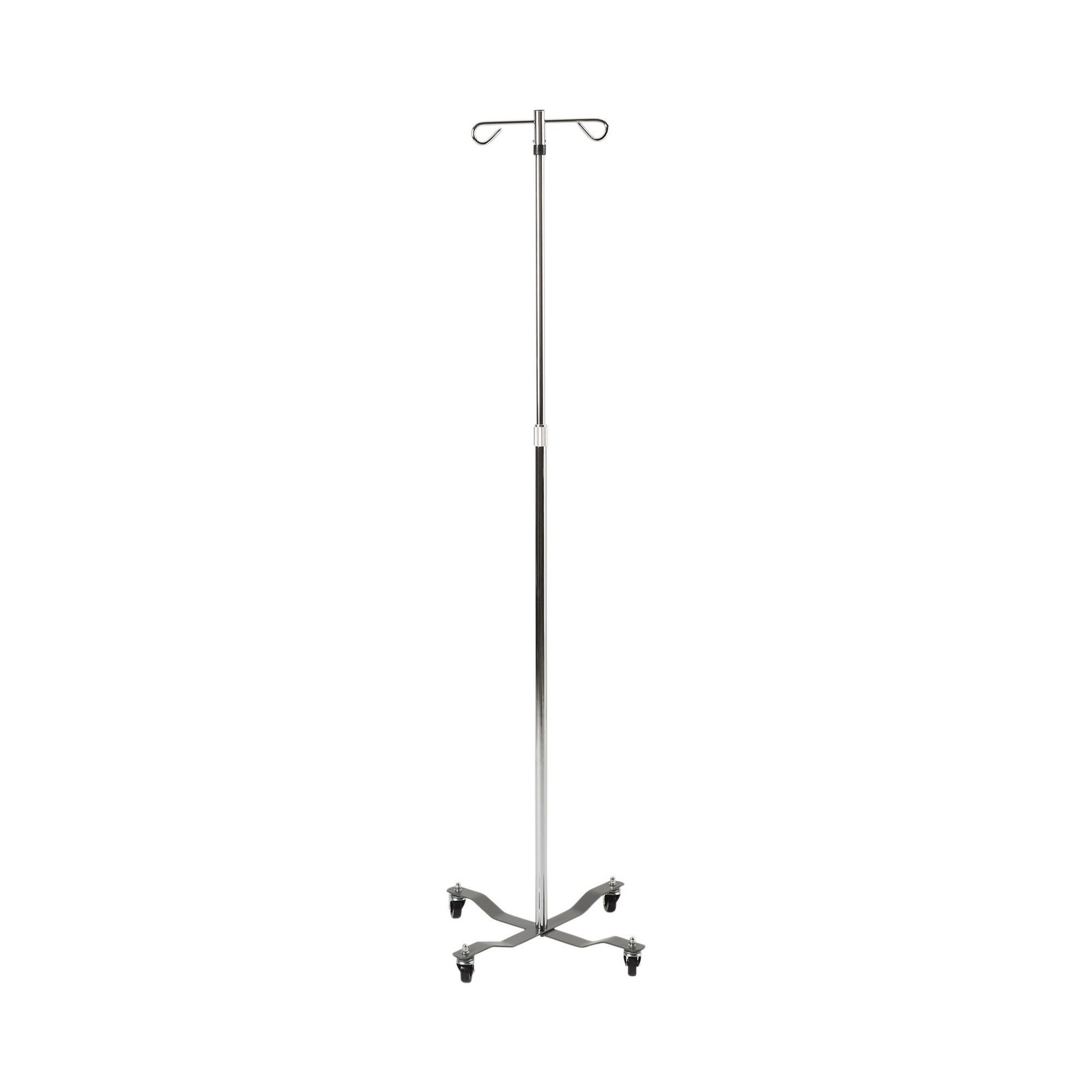 Drive Medical IV Pole 2 Hooks 4 Legs Chrome Plated Steel Removable Top 13033
